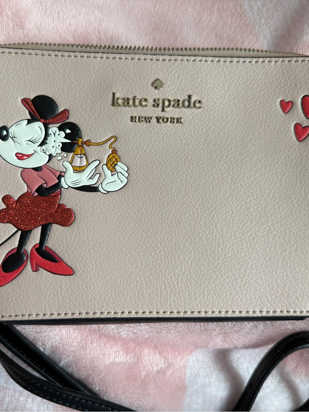 kate spade Beige Minnie Mouse Leather Crossbody with Cardholder NWOT - Picture 4 of 11